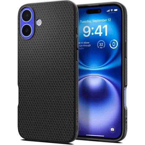Funda Spigen Liquid Air para iPhone 16 (Negro Mate)