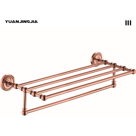 Étagère de Salle de Bain en Or Rose – Style Rétro Luxe Discret – Porte-Serviettes et Accessoires de Quincaillerie Sanitaire Moderne (1 Pièce)-lsw (1/2)