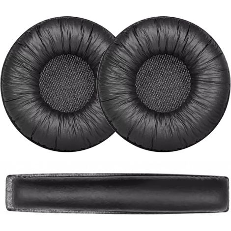 1 paire de coussinets d'oreille et 2 coussinets d'arceau pour casque Sennheiser PX100/200/100-II, expérience sonore améliorée, cuir, mousse souple, pièces de réparation, noir (1/5)