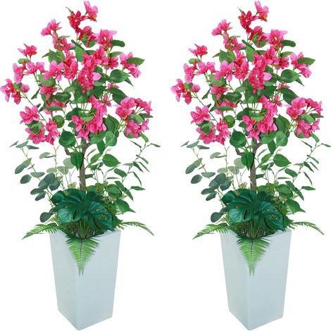 Plante de Bougainvillier Artificielle, Hauteur 120 cm, Soie Synthétique Résistante aux UV, 2 Pièces, Placement au Sol, Assemblage Facile (1/5)