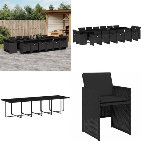 Ensemble à manger de jardin 17 pcs coussins noir résine tressée - Meubles De Jardin - Salon De Jardin - Set De Jardin - Table De Jardin - Chaises De Jardin - Home & Living (1/5)