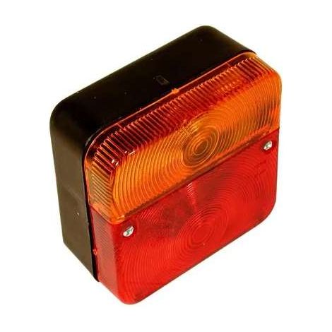 Feu arrière carré 12V 100x100mm rouge + orange remorque voiture camion tracteur