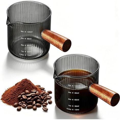 Verre Doseur Manche en Bois 120ml Mesureur Espresso (1/5)