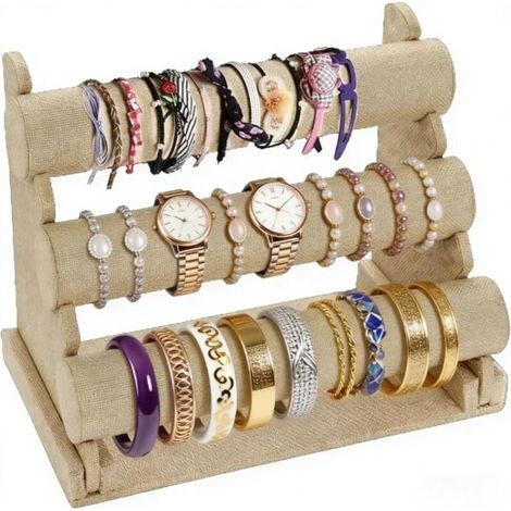 3-stöckiger Armbandständer, Schmuckorganizer, abnehmbarer Schmuckständer für Uhren, Halsketten, Ohrringe, Haarbänder, Wäsche (1/5)