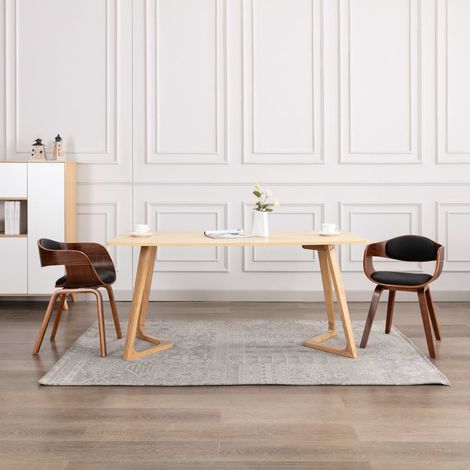 Chaises de salle à manger 2 pcs Bois courbé et similicuir (1/5)