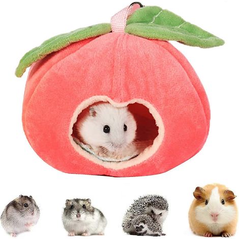 Kleines Winterhaus für Hamster mit herausnehmbarem Kissen, gemütliches Nest für Ratten, Meerschweinchen, Igel und Eichhörnchen