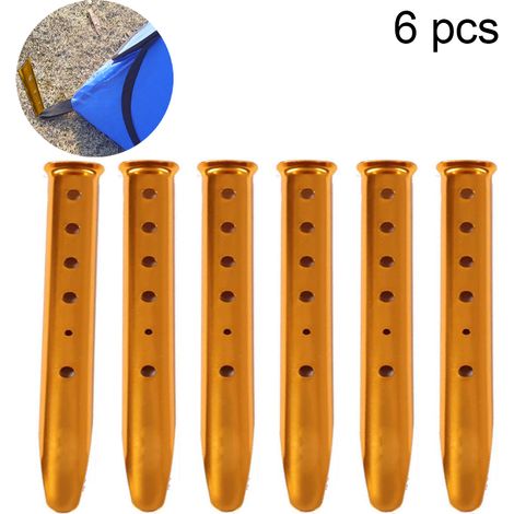 Piquets de tente en aluminium, lot de 6, profilés en U, 31 cm, or brillant (1/5)