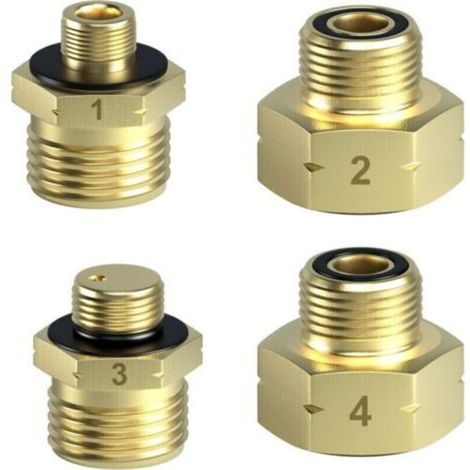 Lot de 4 adaptateurs européens pour bouteilles de gaz, adaptateurs en laiton pour gaz de camping, pour raccorder des régulateurs de pression à des bouteilles de gaz étrangères.