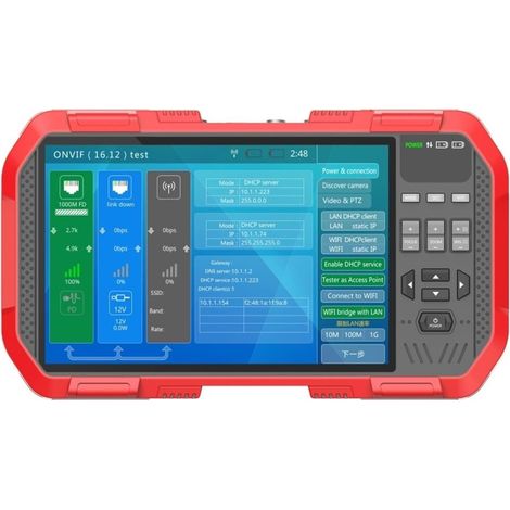Testeur de vidéosurveillance prenant en charge la caméra IP Testeur Combiné Réseau HD DT-A82 7 Pouces H.265 4K IP TVI CVI AHD CVBS, Testeur De Caméra, Moniteur Avec Câble POE TDR (1/5)