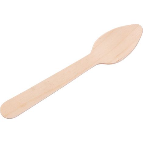 Cuillere MagicHome Woodline ECO Gastro, en bois, de table, 110 mm, paquet de 100 pieces, 100% Naturel, mini dessert