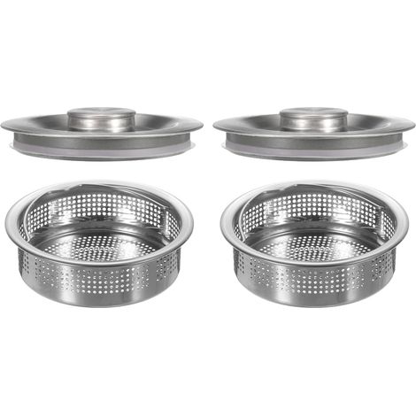 2 Pcs Grille D'Évier De Cuisine Argent 2.6" x 3" x 0.8" (1/5)