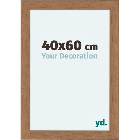 Cadre photo 40x60 cm en MDF – Noyer clair – Plaque de verre acrylique anti-reflets – Utilisable horizontalement et verticalement (1/5)