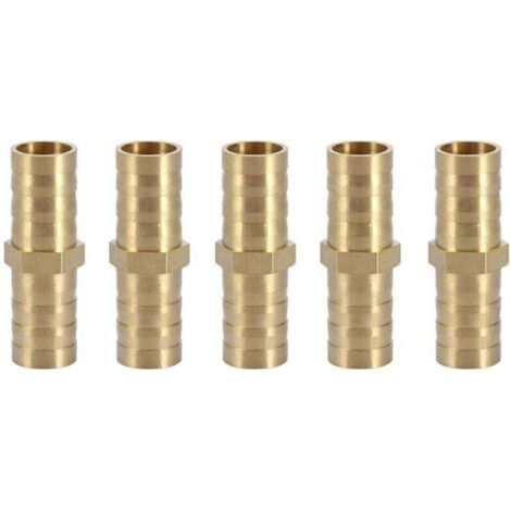Raccord droit en laiton Ulisem, adaptateur de tuyau bidirectionnel, raccord de tuyau, connecteur de tuyau 10 mm (10 mm, 5 pièces) (1/4)