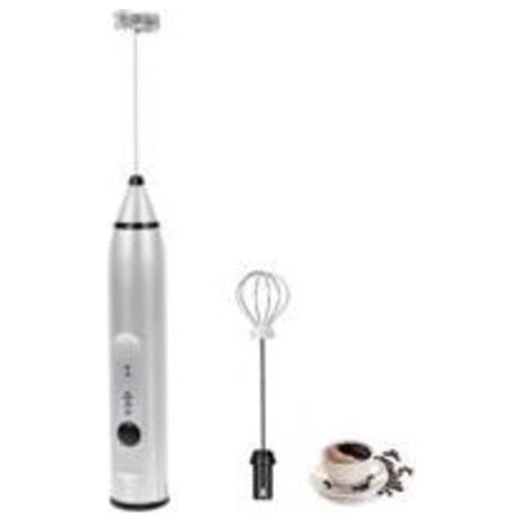 Mousseur à lait électrique avec double fouet, machine à mousse électrique rechargeable par USB, mousseur à lait portatif 2 en 1 à piles pour café, latte, cappuccino, fouetter les œufs (argent)