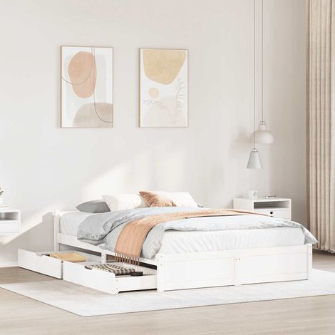 Estructura de cama sin colchón madera de pino blanco 135x190 cm vidaXL (1/5)