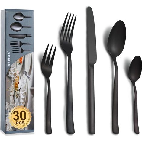 Besteckset 30 St&xFCck Schwarz Quadratische Griffe 30 St&xFCck (1/5)