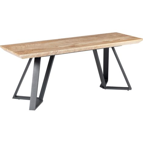 Banco de metal madera clara negro 120 cm MDF patas sala de estar dormitorio Upton