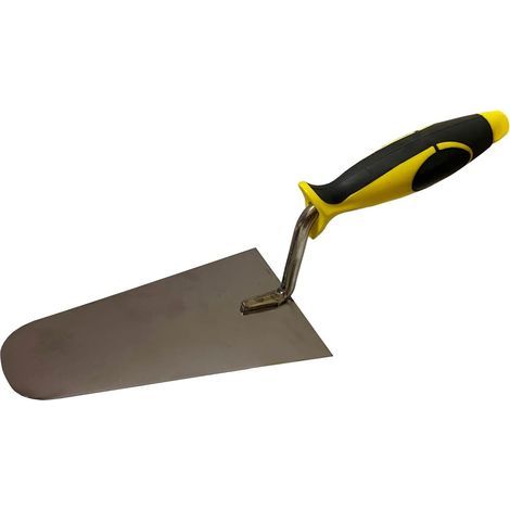 1 - Truelle à pointe ronde - Acier inoxydable - Manche ergonomique bi-composant - Pour maçonnerie et enduit - Finition miroir - 18x4 cm (1/2)
