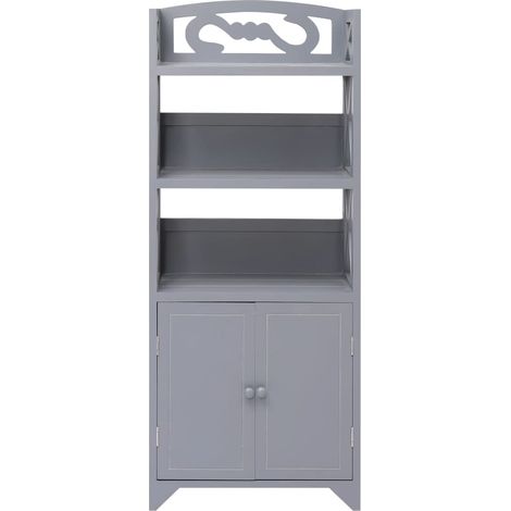 BadezimmerSchrank Grau 46x24x116 cm Paulownia Holz