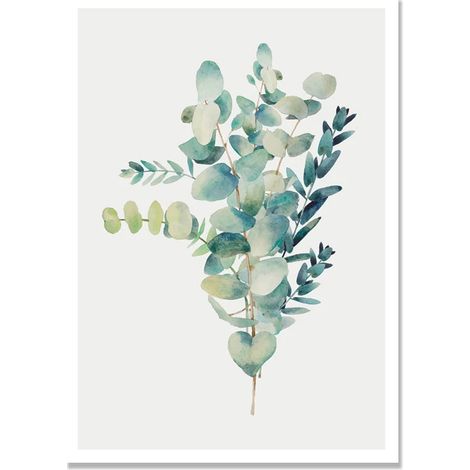 Poster Plante - Toile Botanique Feuillage Vert - Décoration Murale Nordique - Sans Cadre - Lot de 3