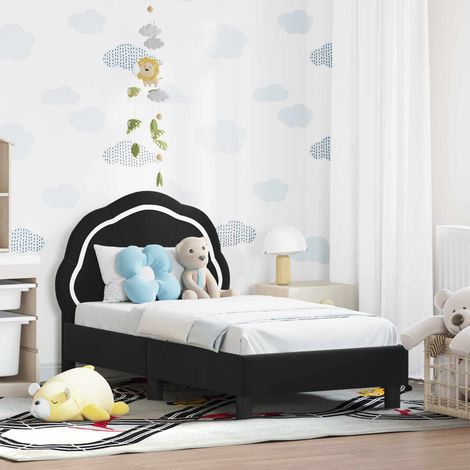 Kinderbettgestell mit Kopfteil Schwarz 70 x 140 cm Samt