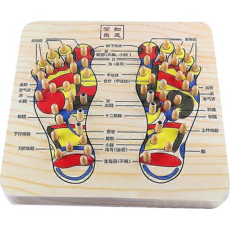 Planche de massage des pieds en bois, masseur de points d'acupuncture, carte de réflexologie (1/4)
