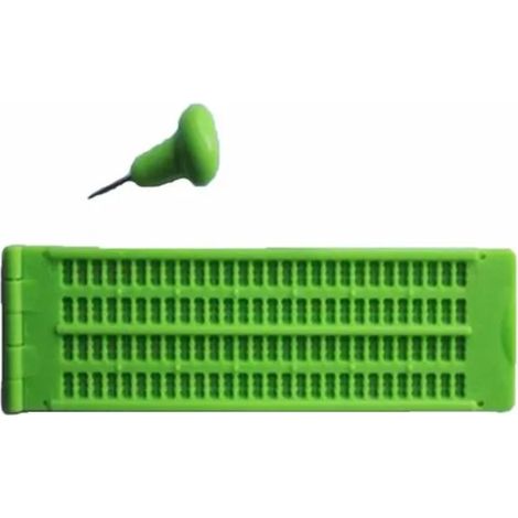 Braille-Schreibtafel, 4 Zeilen, 28 Zellen, robust, tragbar, aus stabilem Kunststoff, zum Lernen für Blinde (1/5)