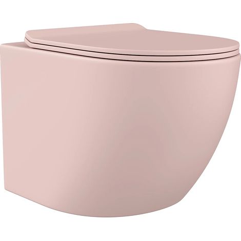 WC suspendu rose mat en céramique sans bride - JAVOINE (1/5)