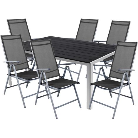 7tlg Gartenmöbel Set Alu Non-Wood 150x90cm Hochlehner -M726898+6xMMC5000DG (1/5)