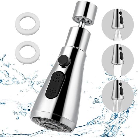 Douchette de robinet de cuisine - Robinet d'extension multifonctionnel rotatif à 720°, 2 modes, douchette extractible, douchette de rechange pour robinet de cuisine (1/5)