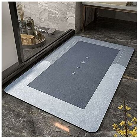 Tapis de Bain Antiderapant, Super Absorbant Floor Mat, Sèche Rapide Absorbant, Tapis de Sol Lavable en Machine, Tapis de Salle de Bain, Douche, WC, 50X80 cm Bleu (1/5)