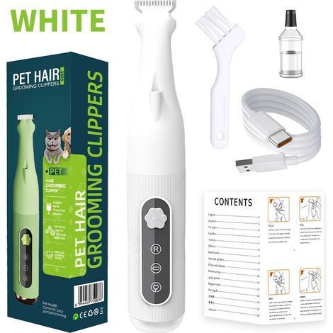 Tondeuse électrique pour chiens et chats, avec lumière LED, lame sécurisée, couleur blanche, pour les soins quotidiens des animaux de compagnie.-AquaForge (1/5)