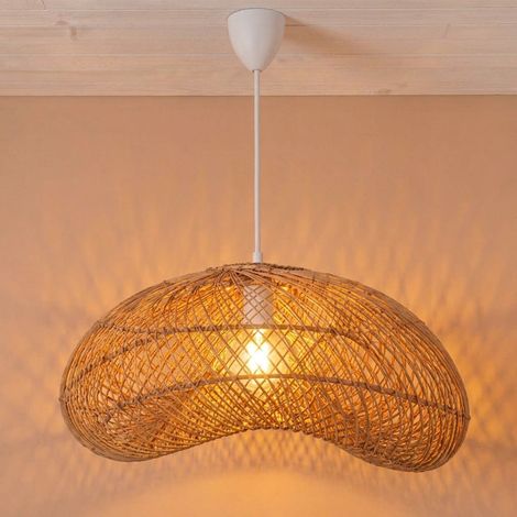Lámpara Colgante De Ratán "DUNE" - E27 - Ø55 Cm - Blanco (1/5)
