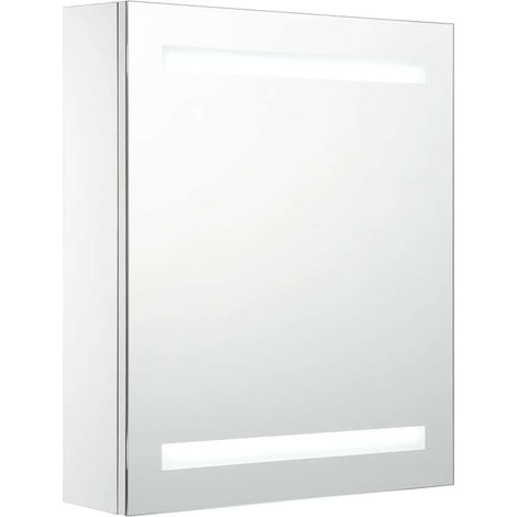 Armadietto Bagno Mobile da Bagno con Specchio e LED 50x13,5x60 cm (1/5)