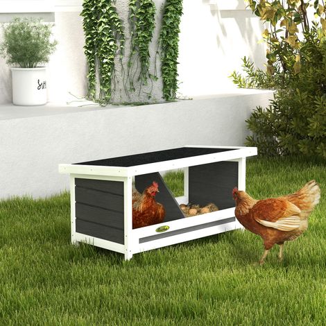 Pondoir pour Poules en Bois Boîte à Nid pour 2 Poules avec 2 Compartiments et Toit en Bitume Gris (1/5)