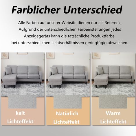 Canapé d'angle en L avec méridienne – Sofa 3 places, 166 x 118 x 77 cm, tissu coton-lin respirant, pieds en plastique, design modulaire, parfait pour salon, appartement et bureau (1/5)