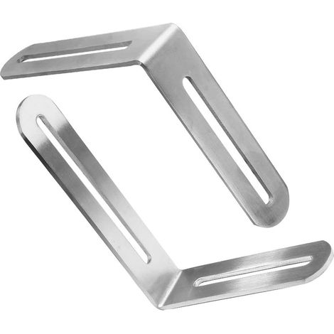 CornièRe Inox éQuerre à Angle Droit En Forme De L Fente D'Angle Blanc 120x165x24mm Avec 2 Fentes Angle D'Angle De Meuble à 90 DegréS Pour Table Chaise BibliothèQue Finition BrosséE (1/5)