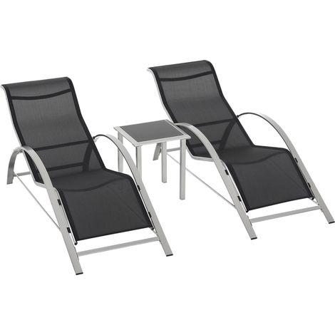 Ensemble de jarden 3 pièces en maille métallique. Chaise longue avec table basse. Mobilier de jarden comprenant 2 chaises longues et 1 table d'appoent. Idéal pour jarden ou balavec. Dimensions : 59... (1/5)