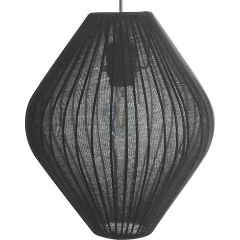 Lampada a sospensione dal design moderno con paralume in tessuto nero Alme