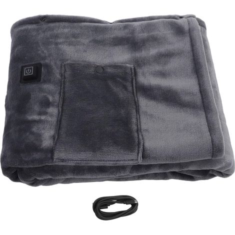 Couverture Chauffante électrique, Petite Couverture électrique USB en Flanelle épaississante à Chauffage Rapide 5 V, 3 réglages de température(Gris) (1/5)
