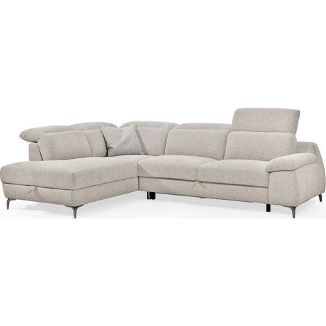 Canapé d'angle gauche convertible L. 278 cm tissu chiné beige - TULIO (1/5)