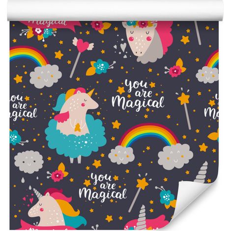 Carta da parati unicorno arcobaleno per soggiorno e camera da letto 50x1000 cm (1/5)