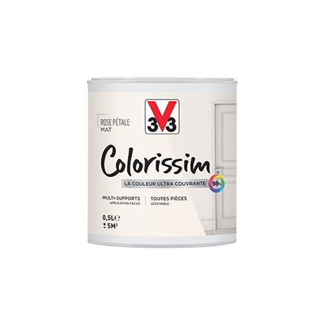 Peinture Multi-supports V33 Colorissim Mat Rose pétale 0,5 L