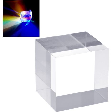 Prisme en verre optique pour photographie et enseignement, spectre lumineux réfléchissant, cube prismatique de lumière, accessoire photo physique. (1/5)