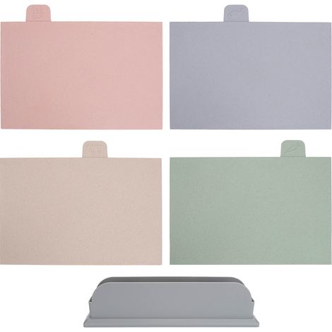 Ensemble de 4 planches à découper de couleurs différentes avec support, double face, en plastique, classées par couleur. (1/5)