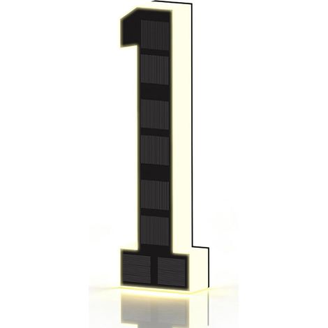 Placa de puerta iluminada (n.º 1 - Negra, 23 cm). Placa de puerta exterior con energía solar, apta para uso en exteriores. (1/4)
