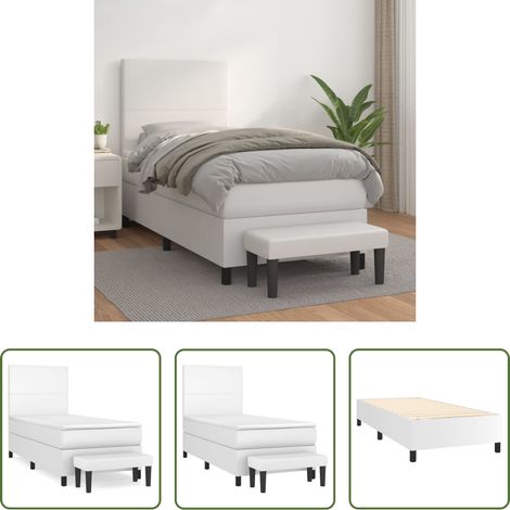 Kunstlederbett - Boxspringbett mit Matratze Weiß 80x200 cm Kunstleder (1/5)