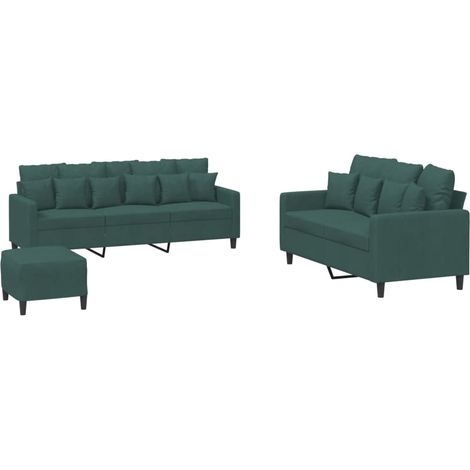 Maison Exclusive - Set di Divani 3 pz con Cuscini Verde scuro in Velluto