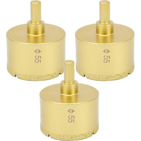 3-teiliges Set Diamant-Lötbohrer/Lochsägen für Marmor, Beton, Glas und Keramik, 55 mm