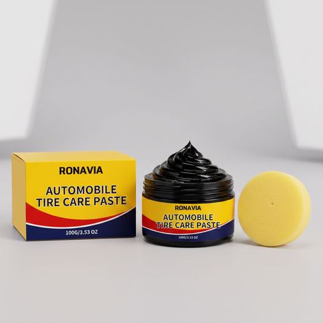 Car tire care cream for daily cleaning, refurbishing, maintenance, brightening, and stain removal of car tire surface -- 100g + sponge -- BIEMMEDUE (1/5)